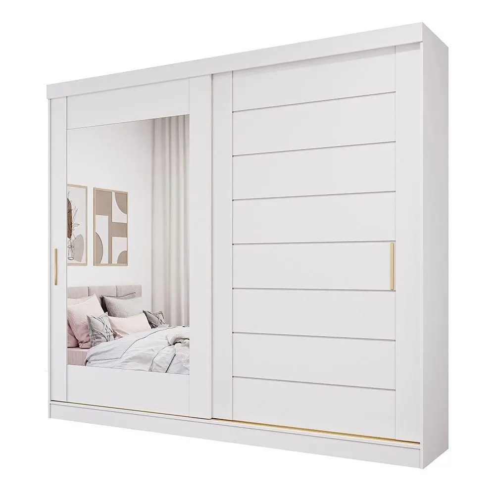 ROUPEIRO PANAN FLORENCA 2 PORTAS SLIDE COM KIT ESPELHOS BRANCO